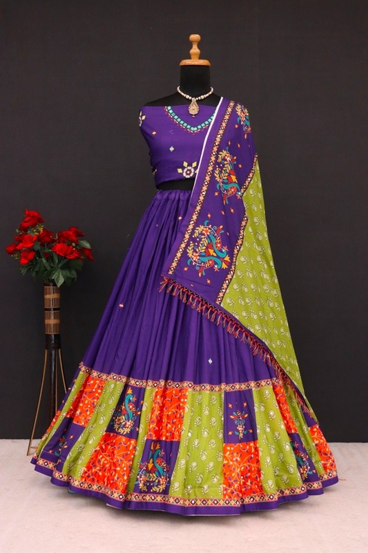 New Lounching Digital Print Muslin Cotton Lehenga Choli D.56