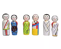 Wooden Peg Dolls – South Indian Family