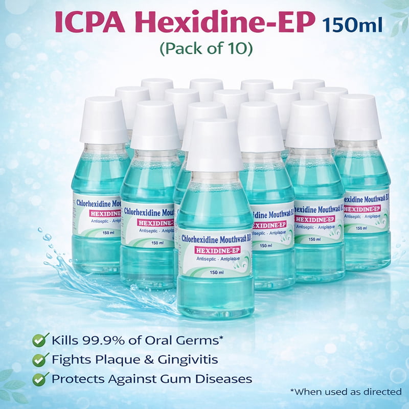 ICPA Hexidine EP 150ml Pack of 10 – Chlorhexidine Antiseptic Mouthwash