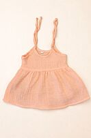 Crinkled Muslin Dori Frock (0-3months) - Peach & Powder Blue