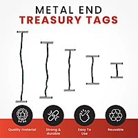 Pack of 100 203mm Metal End Treasury Tags