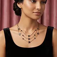 Celestial Star Multi-Layered Necklace | Black & Gold Chic Jewelry