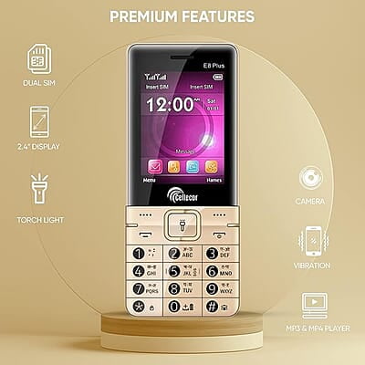 Cellecor E8 Plus Rose Gold Dual Sim Mobile Phone