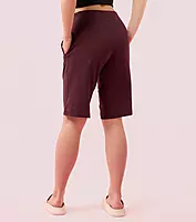 Enamor Mid Rise Knee length Drawstring Closure City Shorts For Women - Slim Fit, Soft and Breathable Cotton - E044