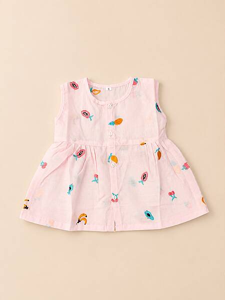 Alai Cotton Embroidered Baby Frock - Pink Alai Cotton Embroidered Baby Frock - Pink