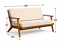 Winton Solidwood Upholstered Two Seater Bench