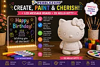 Pebblezapp LED Acrylic Writing Board with Light & 7 Pens | 8x8 with Reusable HelloKitty Statue