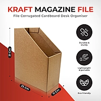 Kraft Magazine File Corrugated Cardboard Desk Organiser