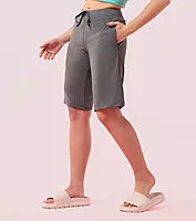 Enamor Mid Rise Knee length Drawstring Closure City Shorts For Women - Slim Fit, Soft and Breathable Cotton - E044