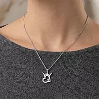 Silver Heart Crown Necklace - Sparkling Crystal Pendant