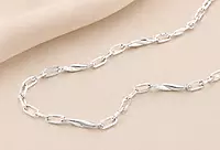 925 Sterling Silver Italian Sculpted Fusion Chain