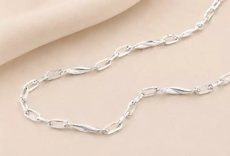 925 Sterling Silver Italian Sculpted Fusion Chain