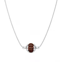 92.5 Sterling Silver Rudraksha Pendant with Snake Chain | Spiritual Necklace for Men & Women