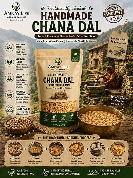 Handmade Chakki Chana Dal | Traditional Soaked & Stone Ground | Amnay Life