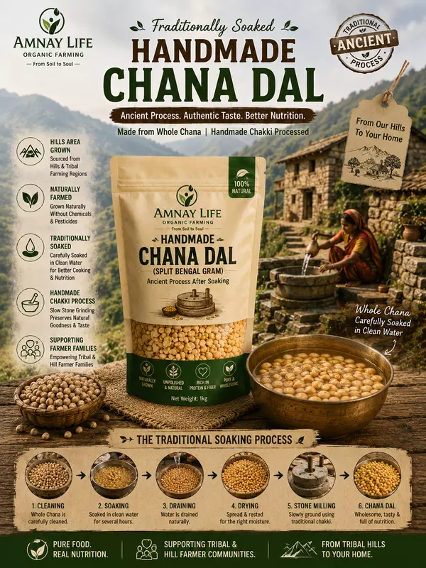 Handmade Chakki Chana Dal | Traditional Soaked & Stone Ground | Amnay Life