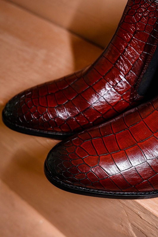 CHERRY CROCO CHELSEA BOOTS
