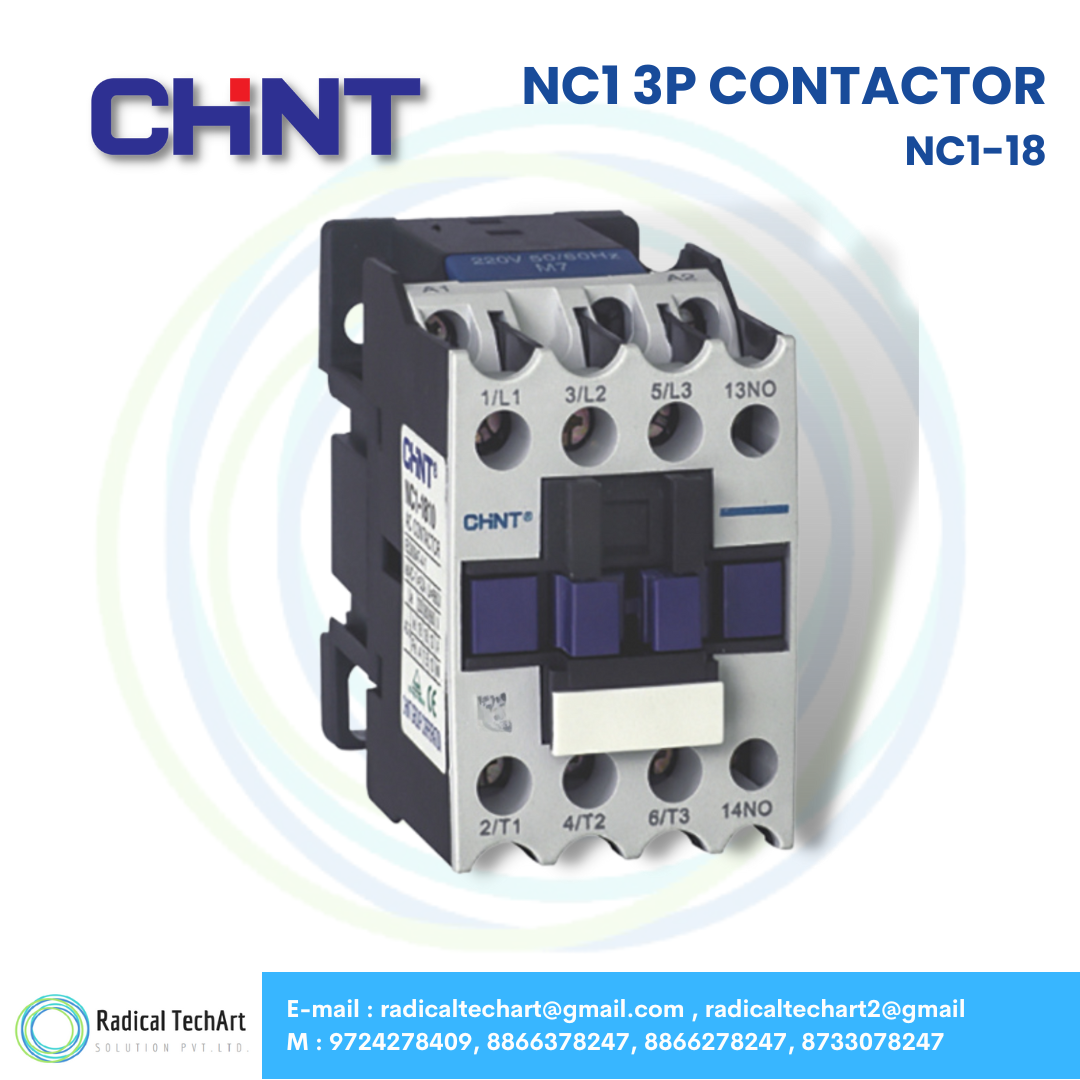 Chint NC1-18 3 Pole Industrial AC Contactor Front View