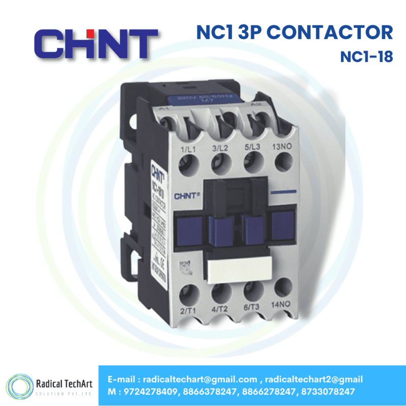 Chint NC1-18 3 Pole Industrial AC Contactor Front View