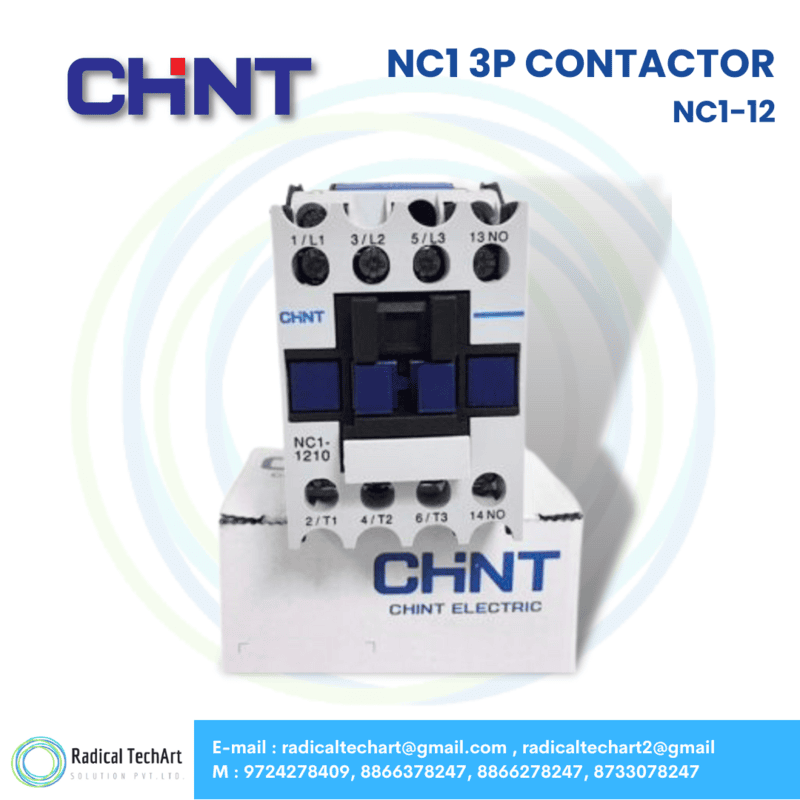 Chint NC1-12 3P Contactor front view - Industrial electrical contactor