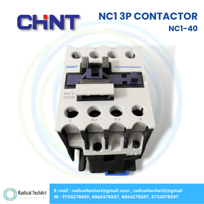Chint NC1-40 3P Contactor Front and Side View