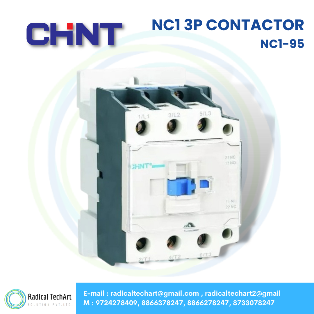 Chint NC1-95 3-Pole Contactor Front and Side View