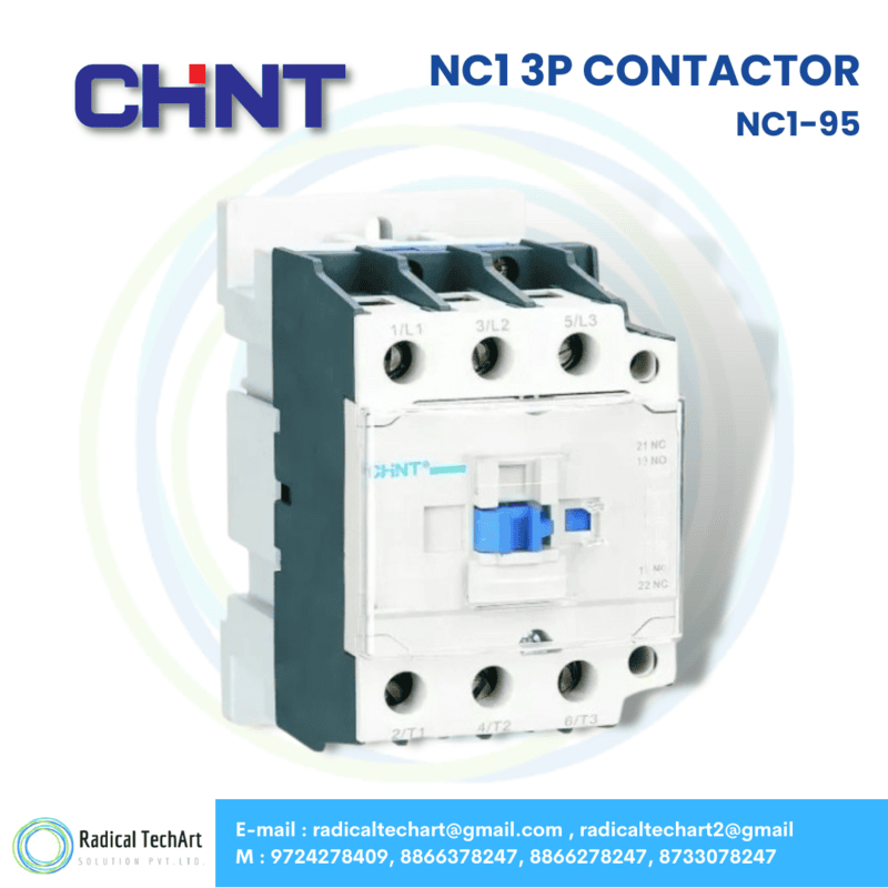 Chint NC1-95 3-Pole Contactor Front and Side View