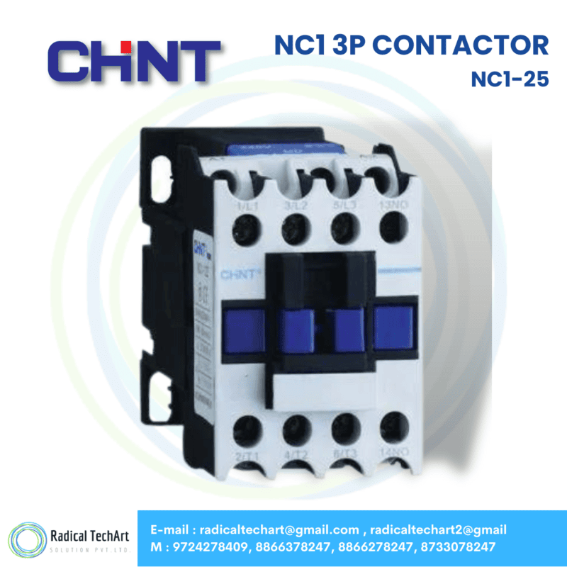 Chint NC1-25 3P Contactor front and side view