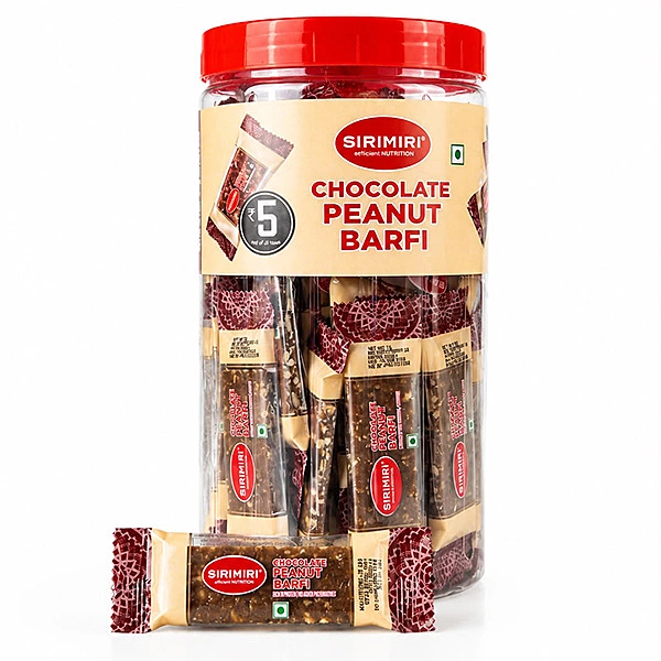 Sirimiri Chocolate Peanut Barfi Jar – 50 Pcs | ₹5 Each | Rich Protein Snack