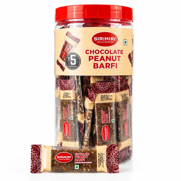 Sirimiri Chocolate Peanut Barfi Jar – 50 Pcs | ₹5 Each | Rich Protein Snack