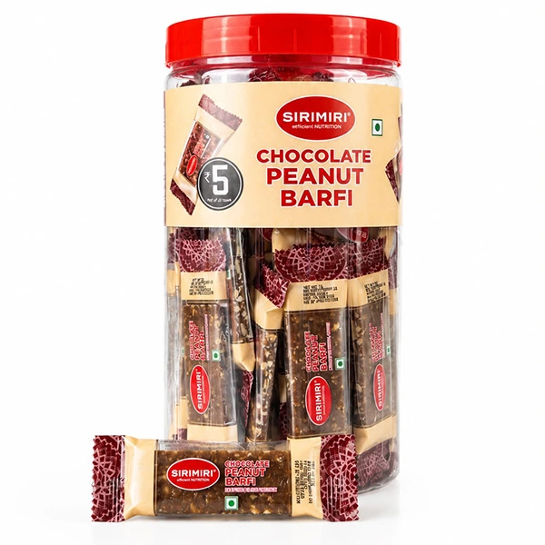 Buy Chocolate Peanut Barfi online – SIRIMIRI jar 50 pcs ₹5 each