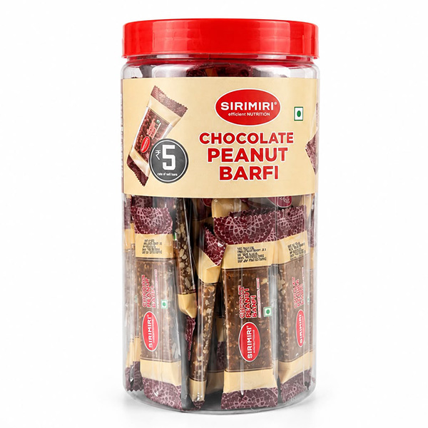 Sirimiri Chocolate Peanut Barfi Jar – 50 Pcs | ₹5 Each | Rich Protein Snack