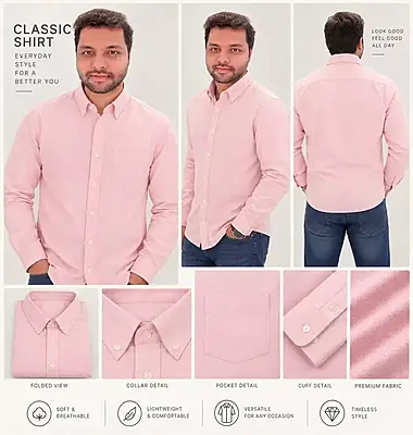 Blush Pink Classic Oxford Full-Sleeve Shirt