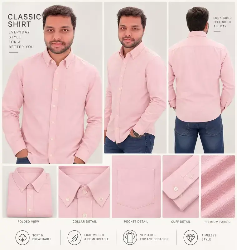 Blush Pink Classic Oxford Full-Sleeve Shirt