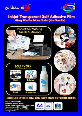 Self Adhesive Inkjettransparent/clear Film sticker/label - A4 Size (210mm X 297mm) 20 Sheet