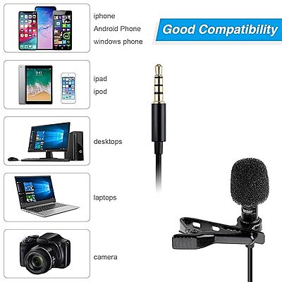 Clip-On Lapel Collar Mic – Dynamic 3.5mm Microphone for Clear Voice Recording – Ideal for YouTube, Interviews and Vlogging –Universal Compatibility with Smartphones, PCs, & Laptops