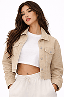 Beige Corduroy Cropped Jacket