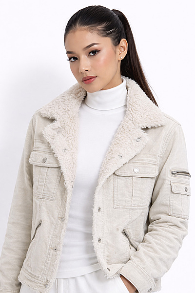 Sherpa-Lined Cropped Jacket