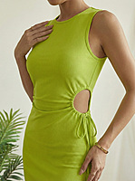 Ribbed Drawstring Midi Dress