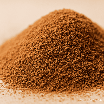 Close-up macro of ginger coffee powder texture