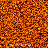 Macro close-up of Kerala chilly mixture showing crispy sev, peanuts, lentils and peas | Worth2Deal