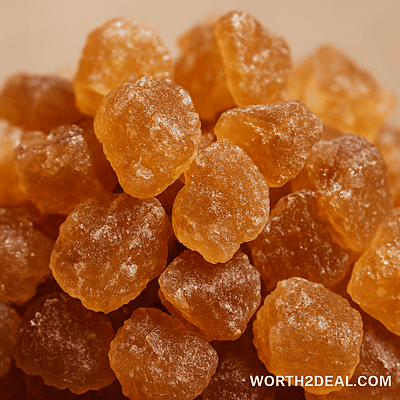 Close view of pure Kerala palm sugar crystals | Worth2Deal