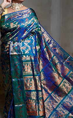 Blue green dual tone all over work Swarnachari