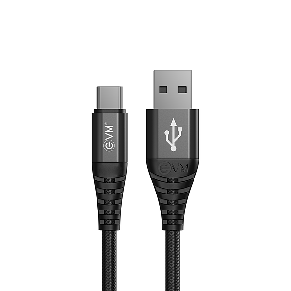 EVM CM-012 Nylon Braided Type-C Cable - Black