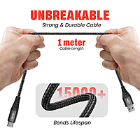 EVM CM-012 Nylon Braided Type-C Cable - Black