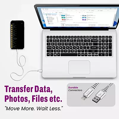 CABLE EVM LIGHTNING BRAIDED WHITE 12W (CM-013)