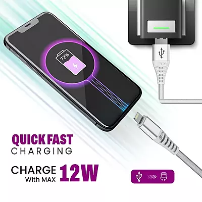 CABLE EVM LIGHTNING BRAIDED WHITE 12W (CM-013)