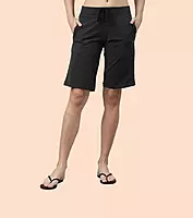 Enamor Mid Rise Knee length Drawstring Closure City Shorts For Women - Slim Fit, Soft and Breathable Cotton - E044