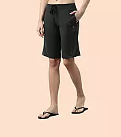 Enamor Mid Rise Knee length Drawstring Closure City Shorts For Women - Slim Fit, Soft and Breathable Cotton - E044