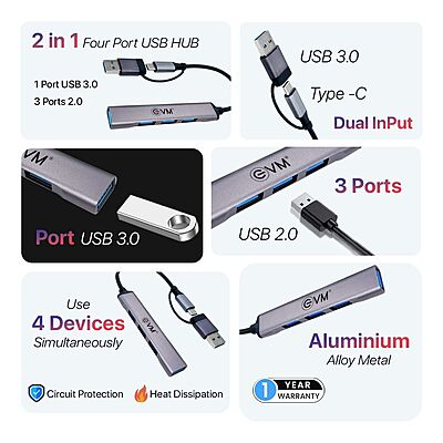 USB+TYPE-C HUB EVM 4 PORT (CU4HP)