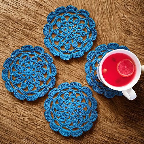 Mandala Coaster Teal Blue